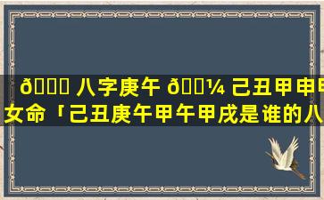 🐈 八字庚午 🌼 己丑甲申甲戌女命「己丑庚午甲午甲戌是谁的八字」